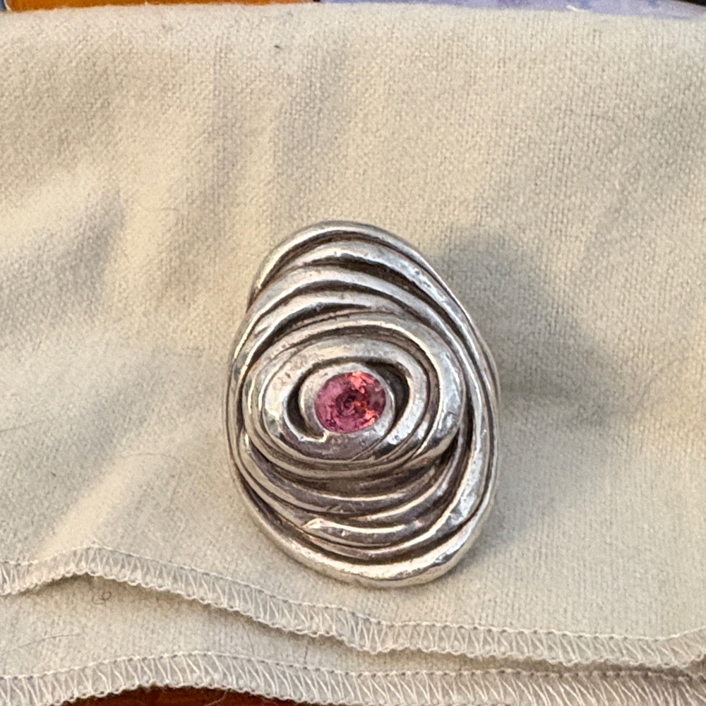 Artistic Sterling Silver Ring with Pink Garnet